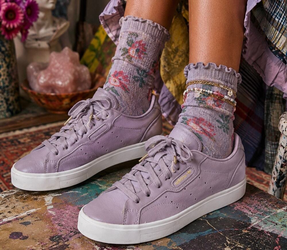 Adidas Women's Sleek sneakers pastel purple maximalist everyday walking bloke 6